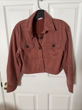 Beautees Cropped Jacket in Rose Brown medium oversize